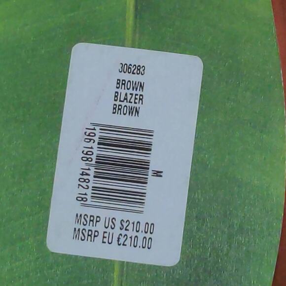 Farm Rio Womens Blazer Jacket Brown Rust Buttons Pockets 100% Linen Collar M New - Picture 14 of 15